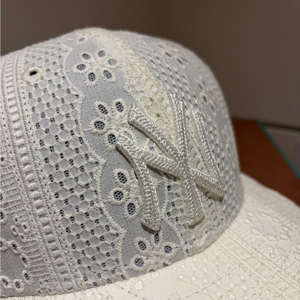 Kith Cream and Navy Eyelet Lace Baseball Cap - Picture 2 of 7